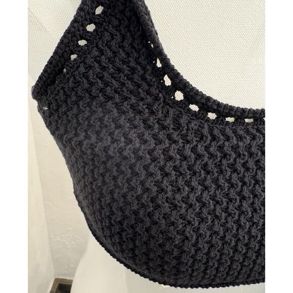 Stockholm Atelier & Other Stories Black Crochet Bra Top Size Small Boho Goth - Picture 2 of 6